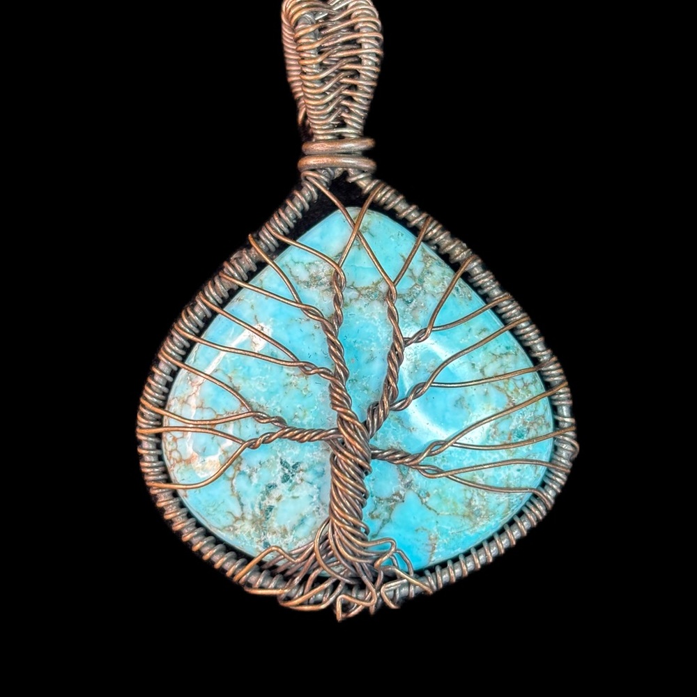 Copper Wire Wrapped Turquoise Tree of Life Pendant